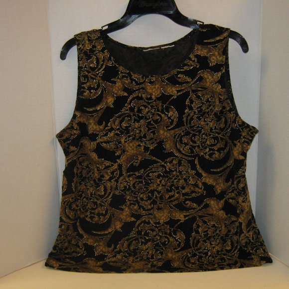 Unbranded Tops - Black and Gold Sleeveless Tank Layering Top L/XL